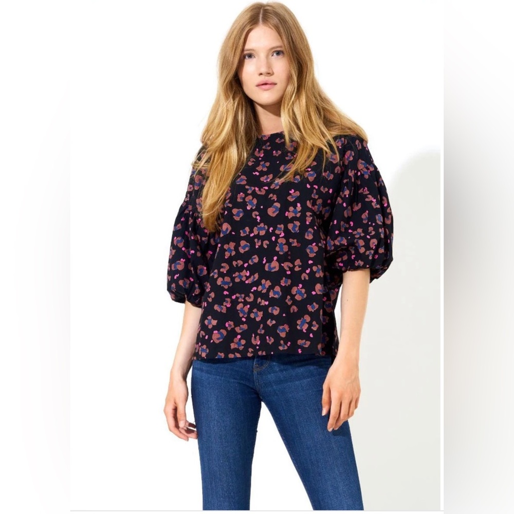 Oliphant Leopard Puff Sleeve Blouse